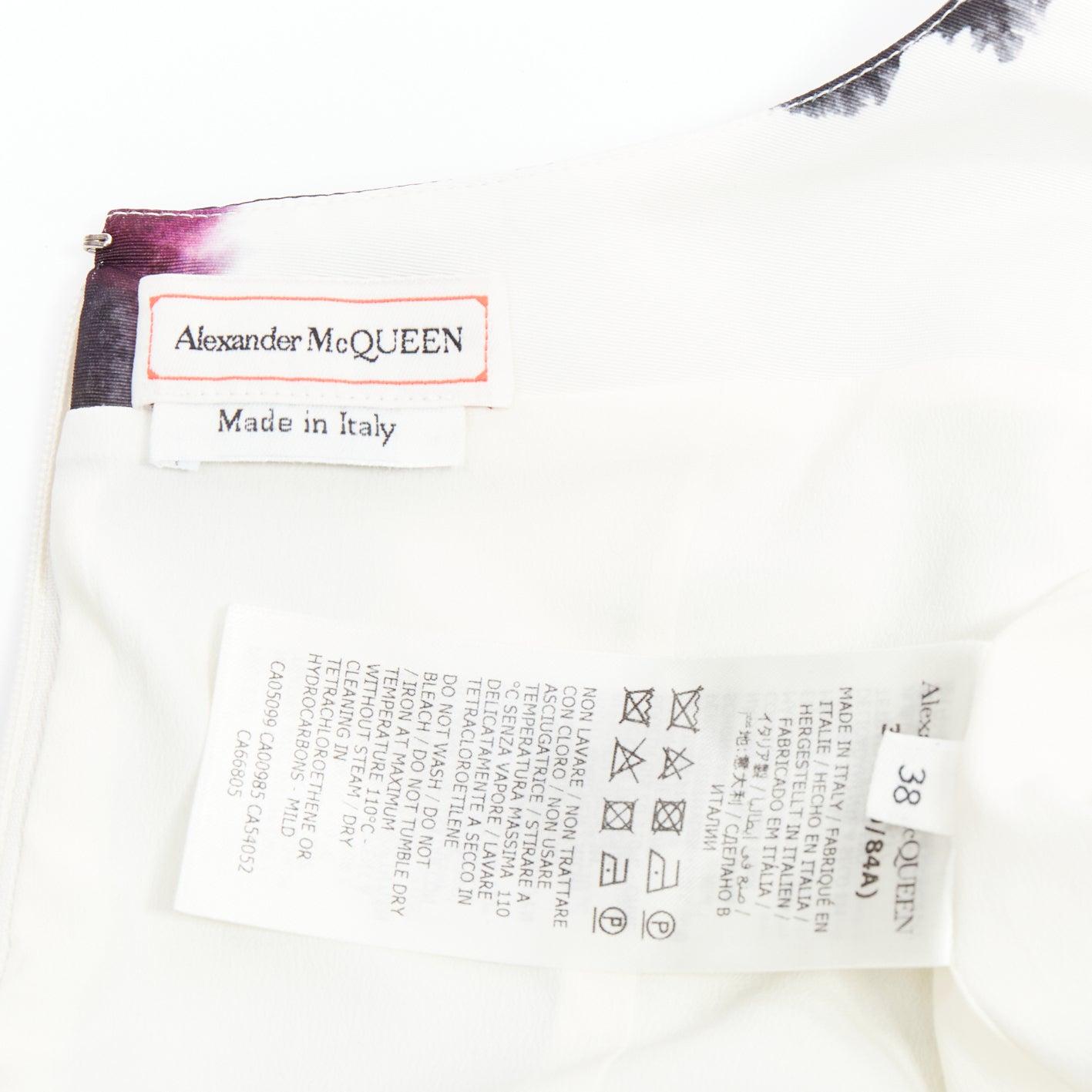 ALEXANDER MCQUEEN purple watercolor Graffiti print flared short dress IT38 For Sale 3