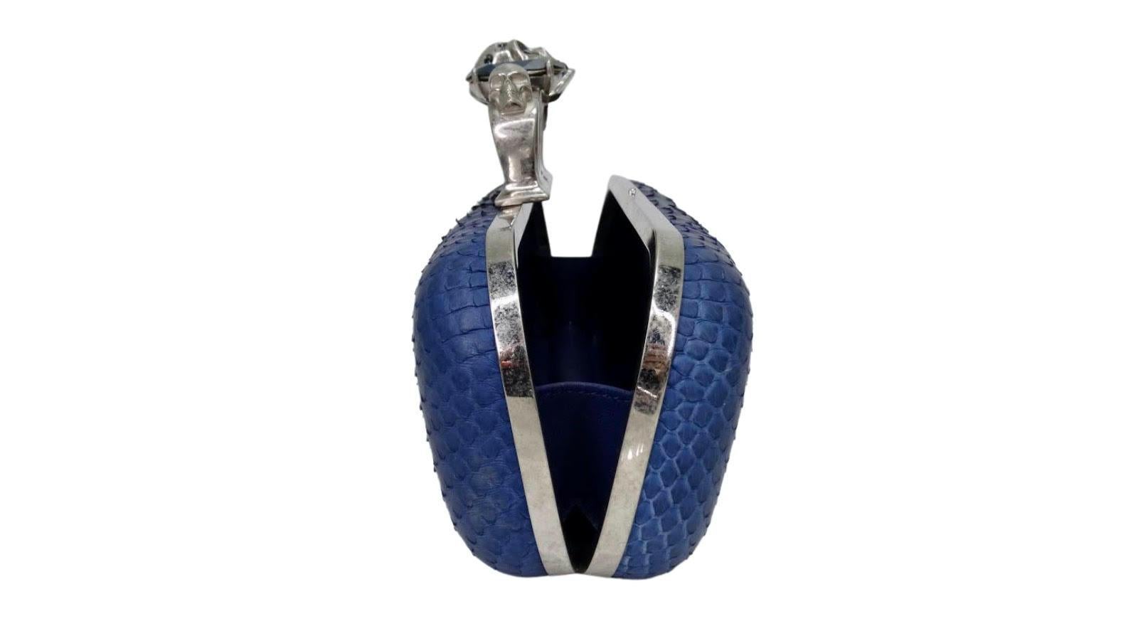 Blue Alexander McQueen Python Knuckle Buster Clutch