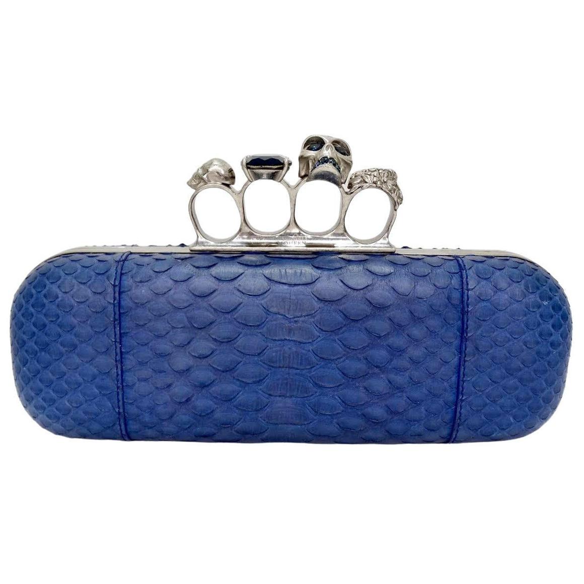 Alexander McQueen Pastel Light-blue Leather Small Skull Clutch Womens Bags Clutches and evening bags 