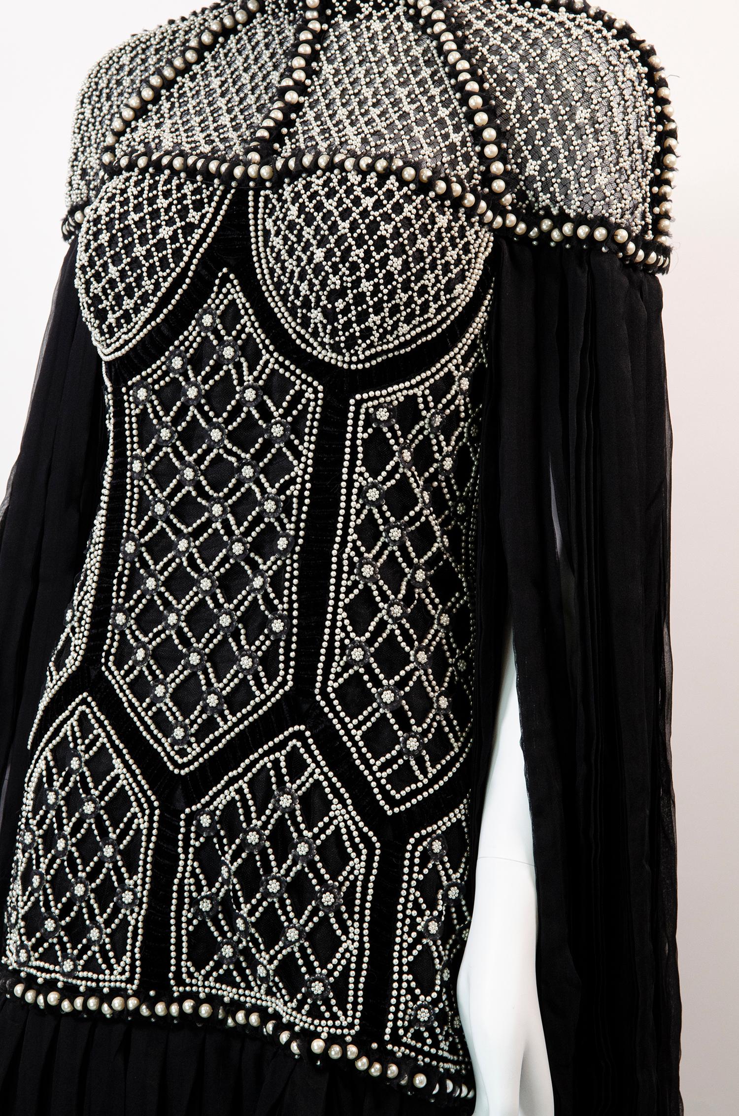 ALEXANDER MCQUEEN Rare F/W 2013 Pearl Embellished Silk Chiffon Gown 4