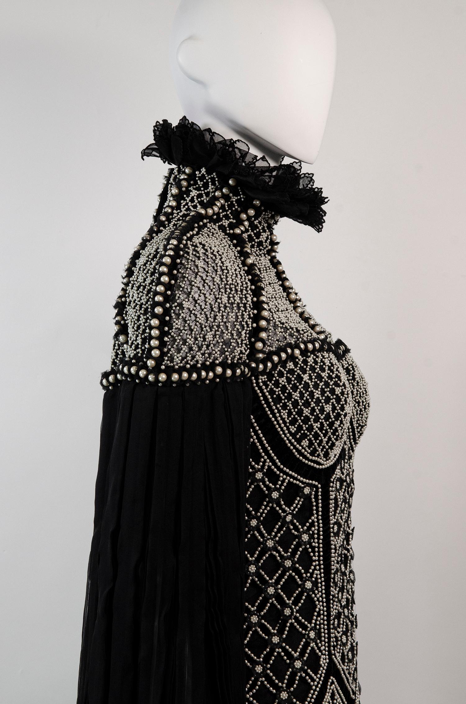 ALEXANDER MCQUEEN Rare F/W 2013 Pearl Embellished Silk Chiffon Gown 5