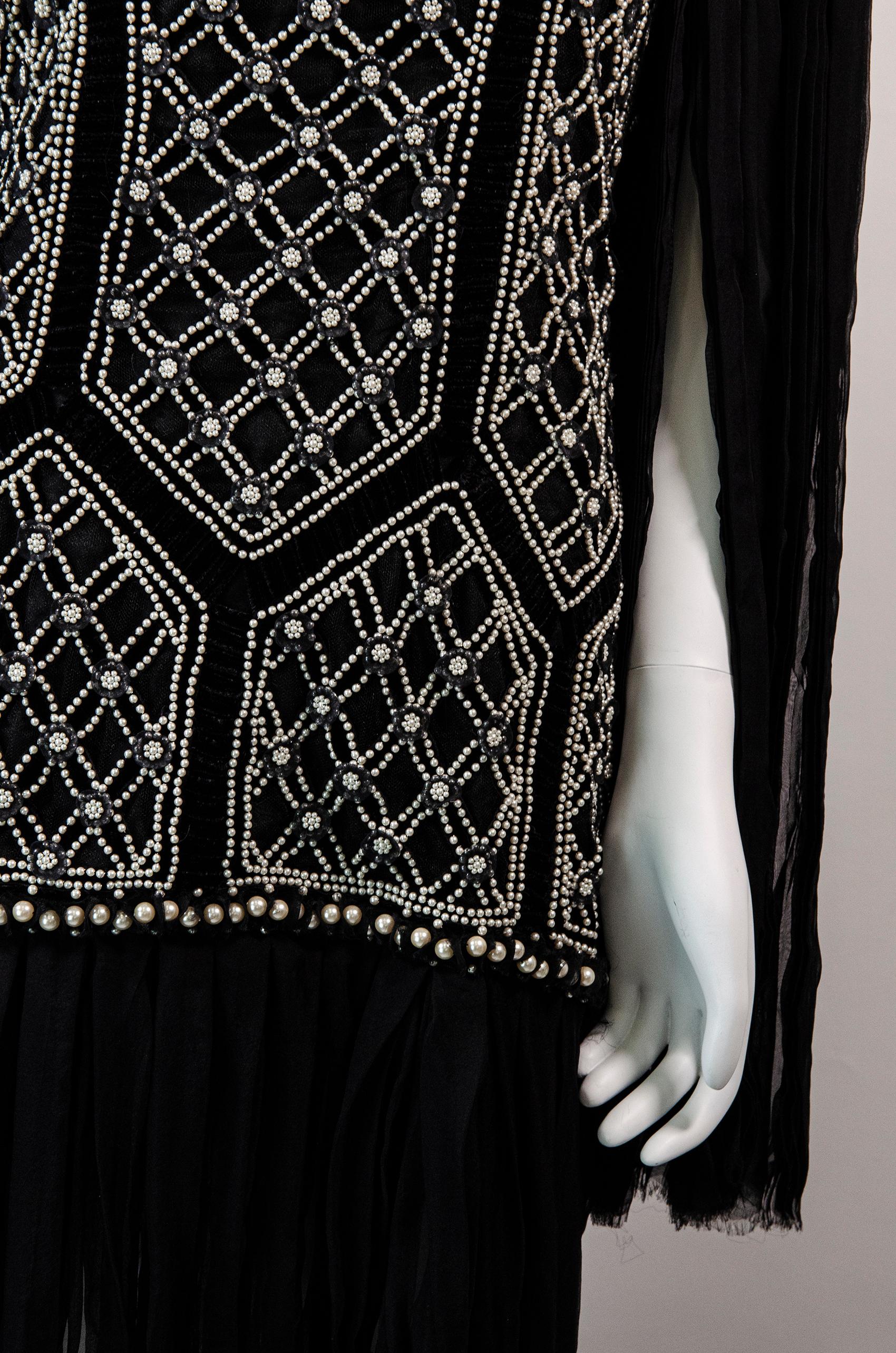 ALEXANDER MCQUEEN Rare F/W 2013 Pearl Embellished Silk Chiffon Gown 1