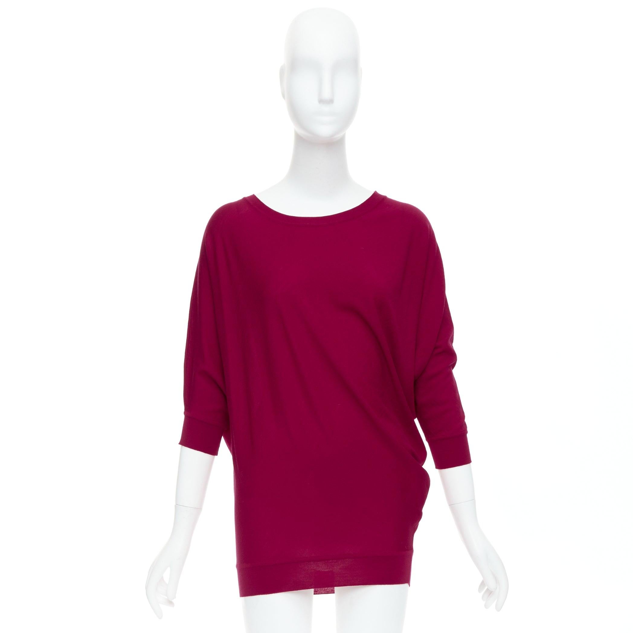 ALEXANDER MCQUEEN Himbeerroter asymmetrischer Pullover aus 100 % Wolle mit asymmetrischem Vorhang M im Angebot 4
