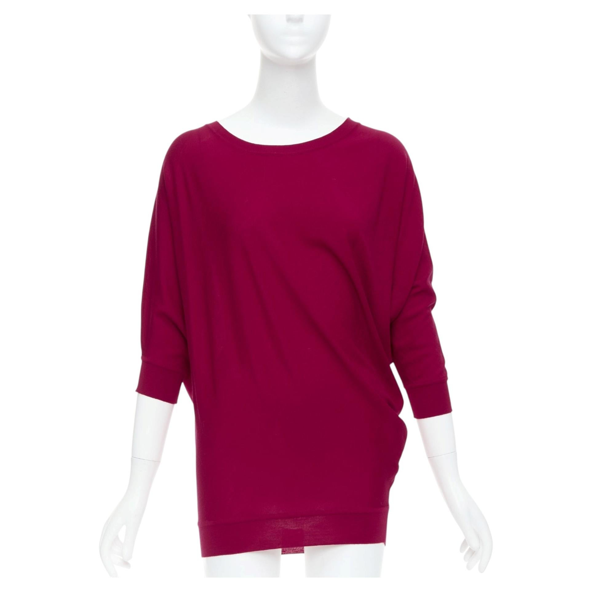 ALEXANDER MCQUEEN Himbeerroter asymmetrischer Pullover aus 100 % Wolle mit asymmetrischem Vorhang M