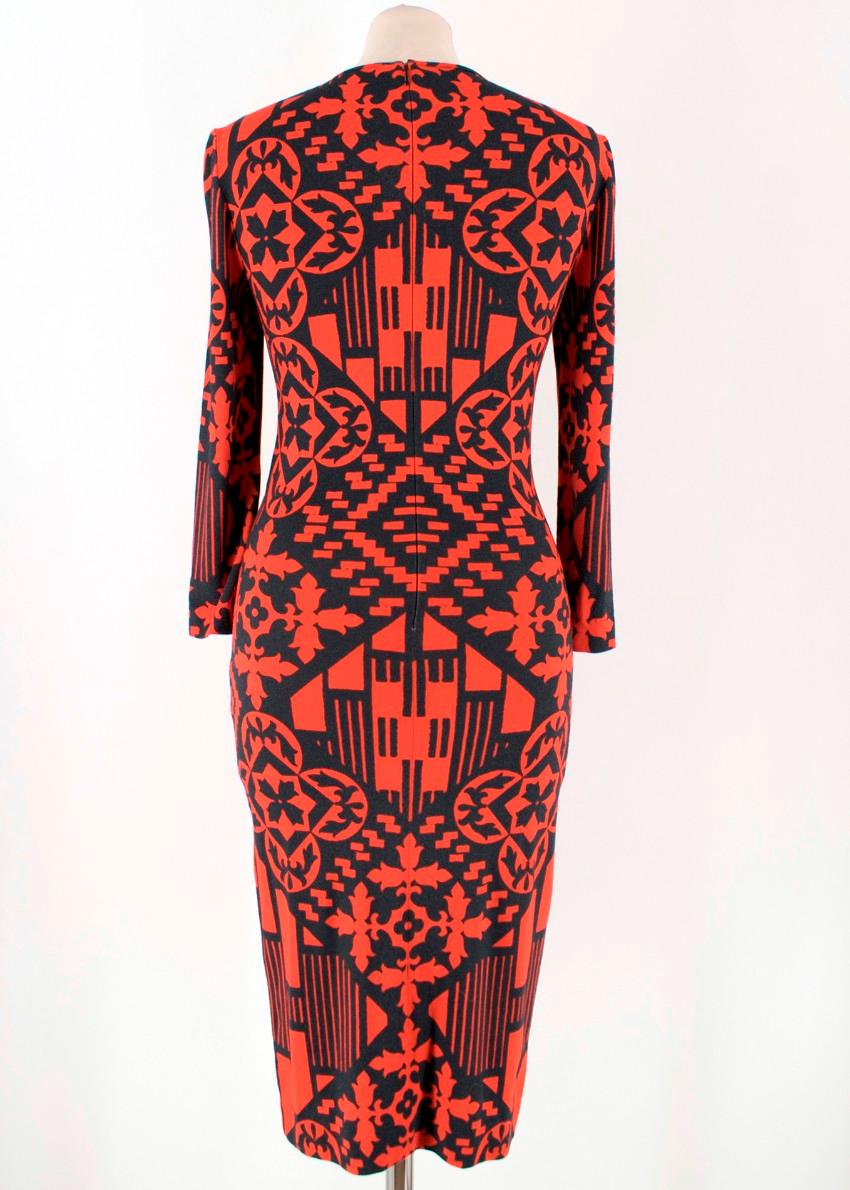 Alexander McQueen Red and Black Abstract Print Dress US 0-2 In Excellent Condition In London, GB