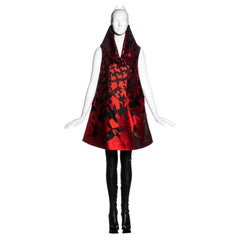 Alexander McQueen red and black silk jacquard a-line evening dress, fw 2009