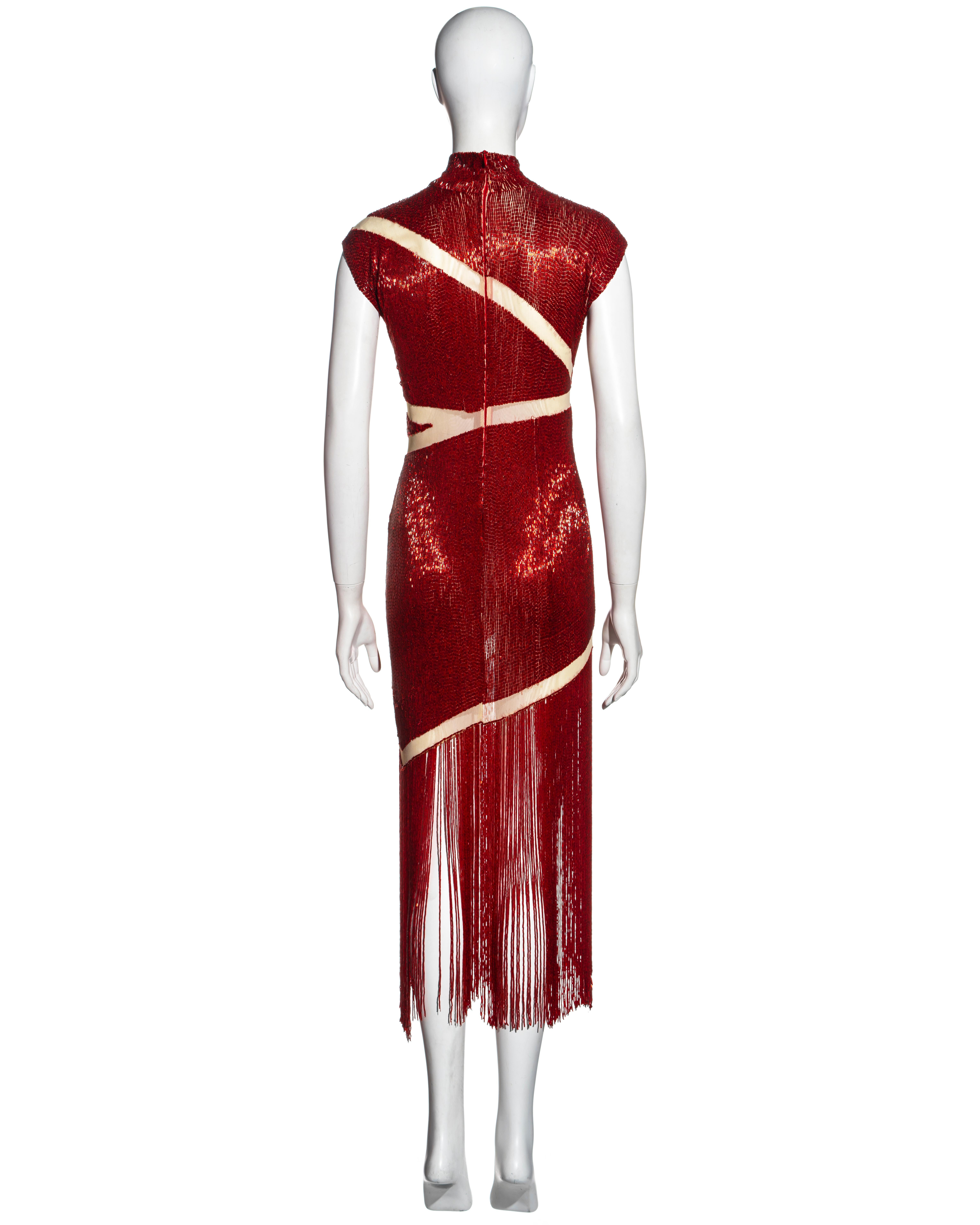 Alexander McQueen red beaded 'Joan' dress, fw 1998 2