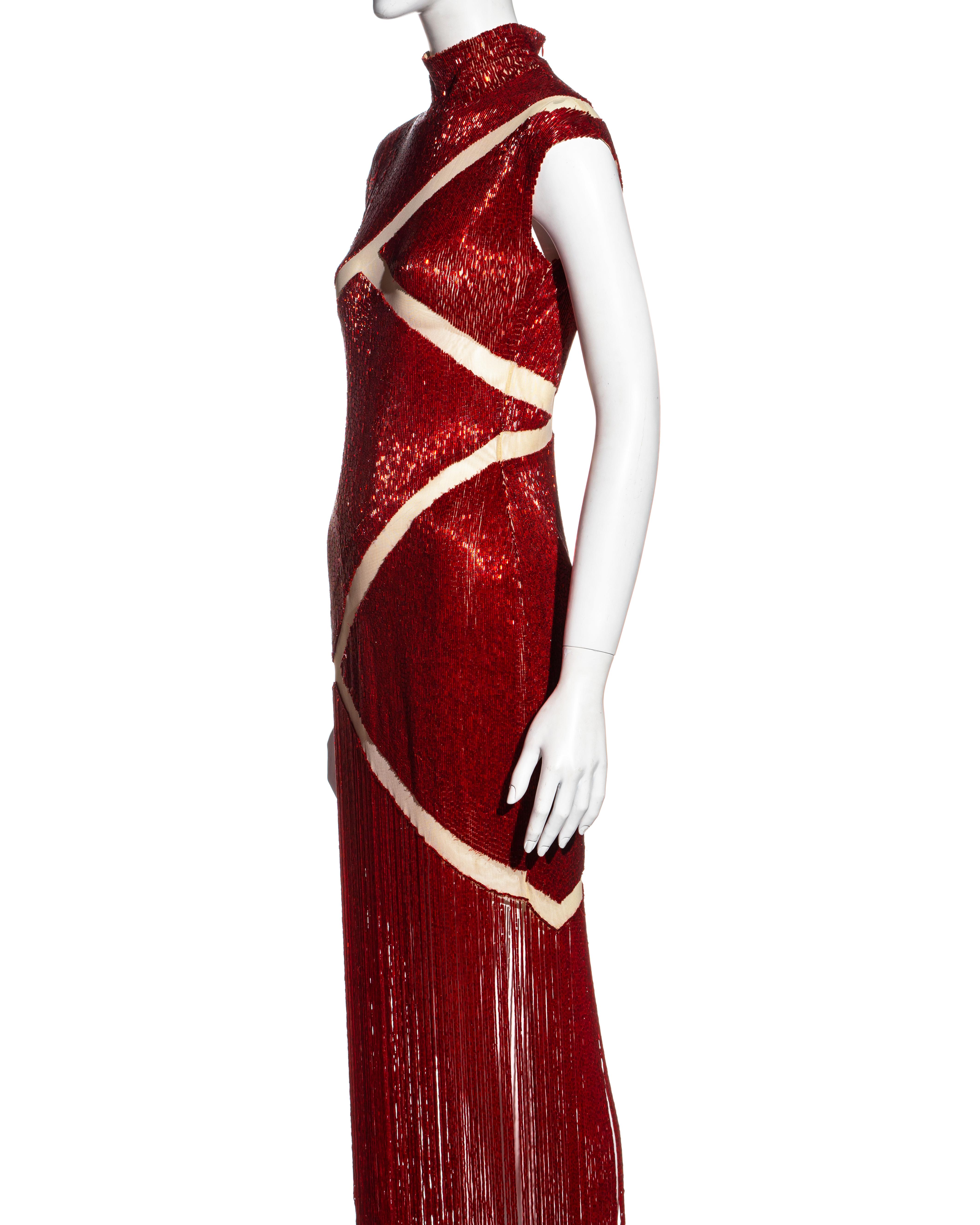 Women's Alexander McQueen red beaded 'Joan' dress, fw 1998