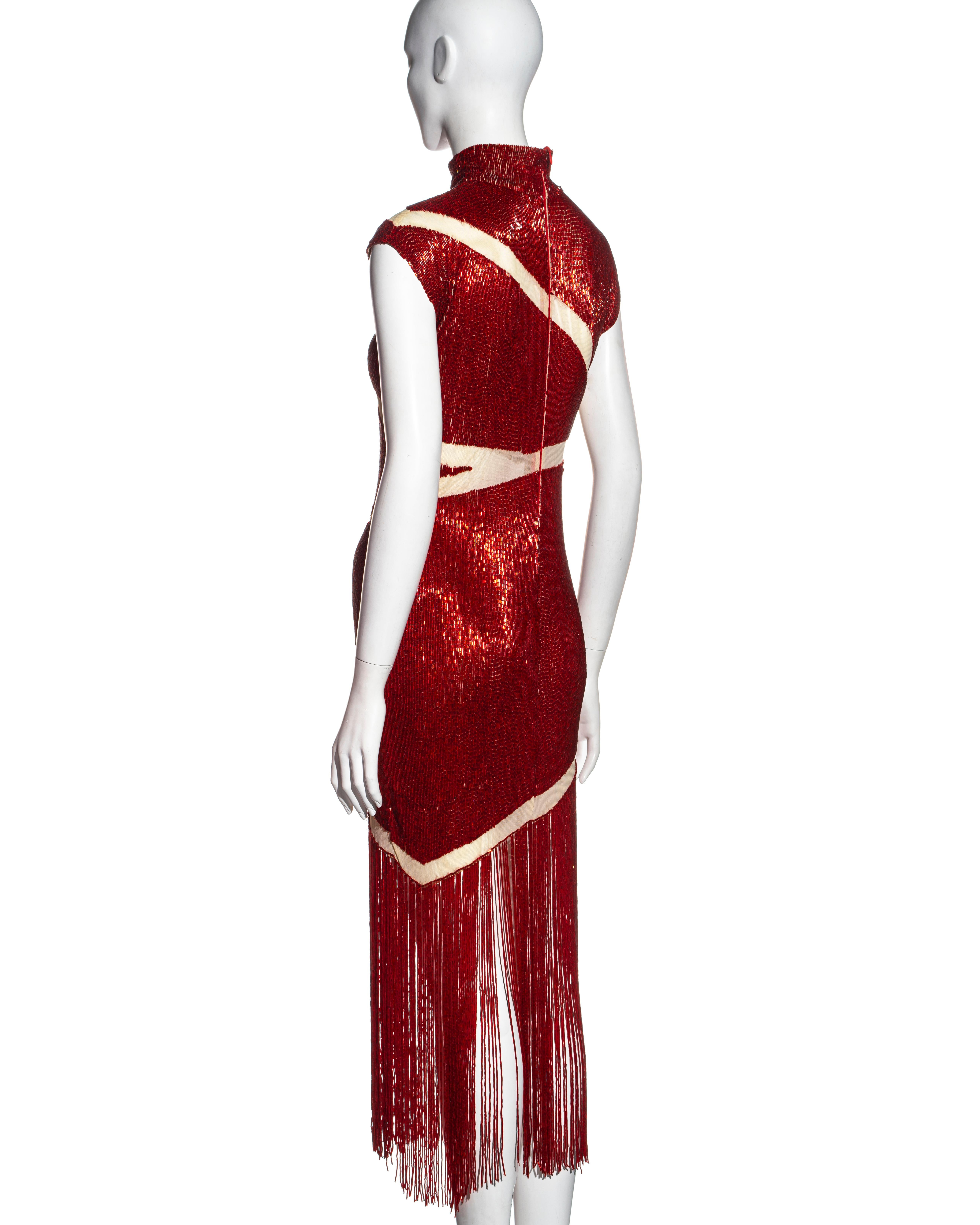 Alexander McQueen red beaded 'Joan' dress, fw 1998 1