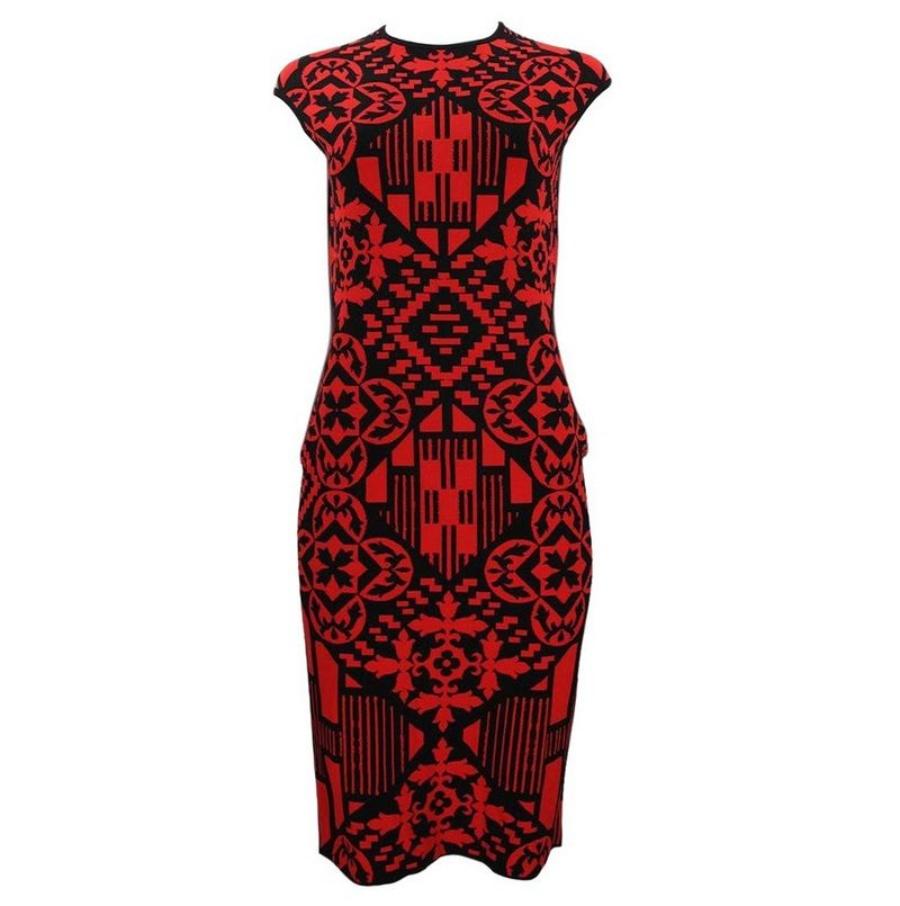 Alexander McQueen Red Black Digital Damask Patchwork Jacquard Brick ...