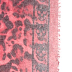 ALEXANDER MCQUEEN red & black LEOPARD SKULL Cashmere Silk Shawl Scarf