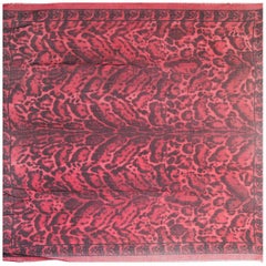 ALEXANDER MCQUEEN red & black LEOPARD SKULL Cashmere Silk Shawl Scarf