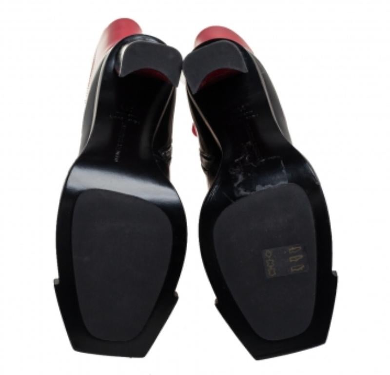 Women's Alexander McQueen Red/Black Patent Leather Calf Length Boots Size 38.5 For Sale