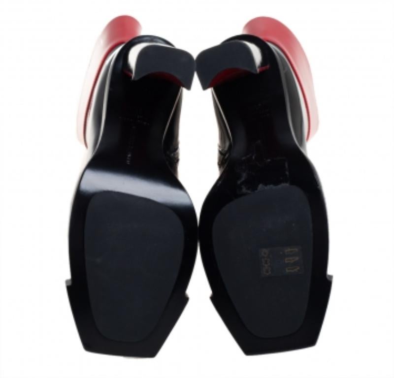 Alexander McQueen Red/Black Patent Leather Calf Length Boots Size 38.5 For Sale 3