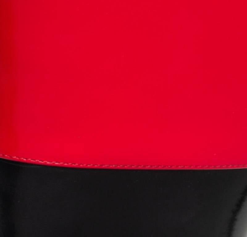 Alexander McQueen Red/Black Patent Leather Calf Length Boots Size 38.5 For Sale 5