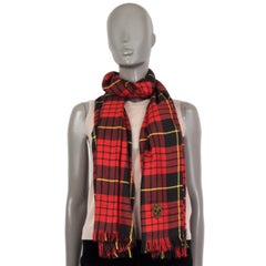 ALEXANDER MCQUEEN red black TARTAN cashmere Muffler Shawl Scarf