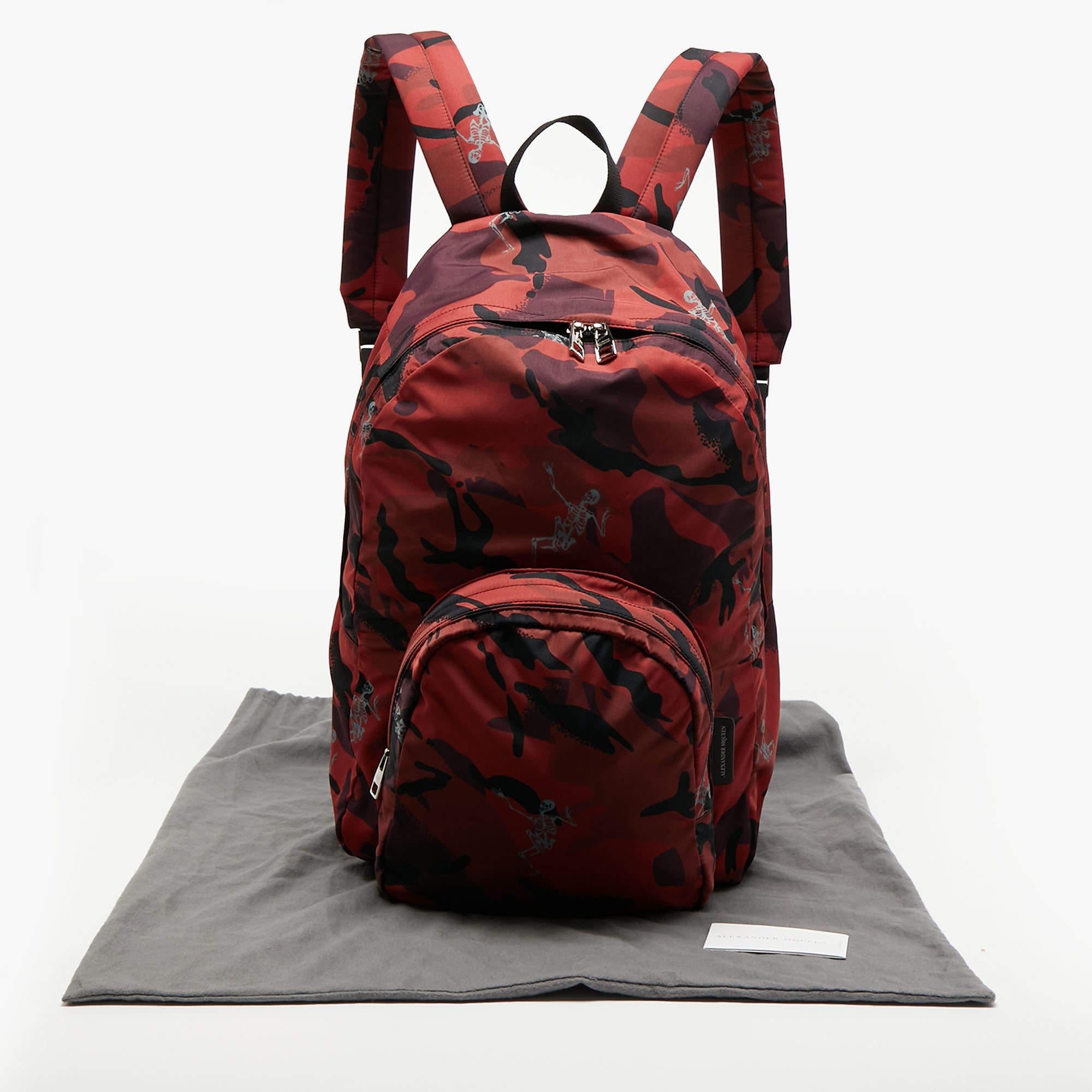 Alexander McQueen Red Camo Nylon Dancing Skeleton Backpack 5