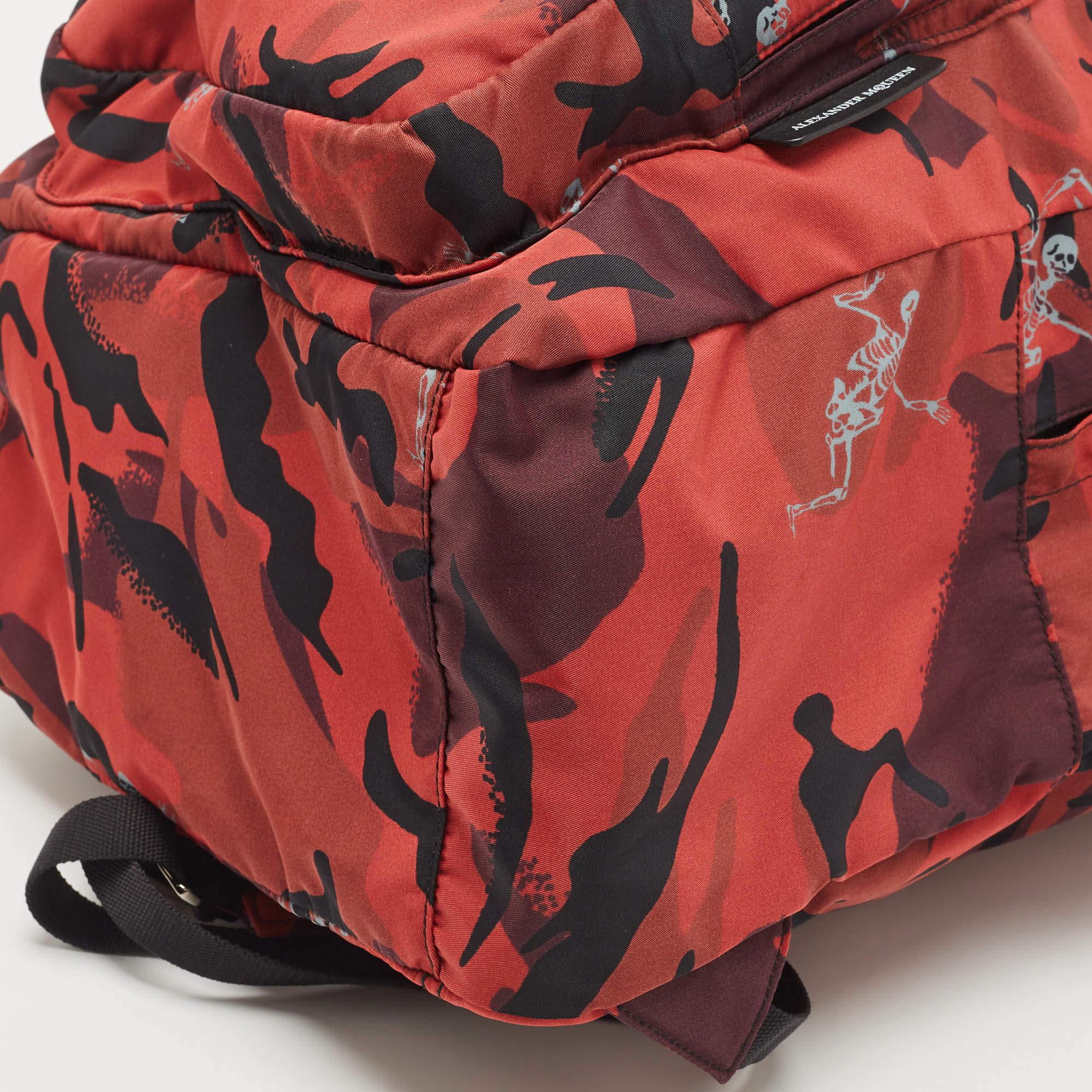 Alexander McQueen Red Camo Nylon Dancing Skeleton Backpack 4