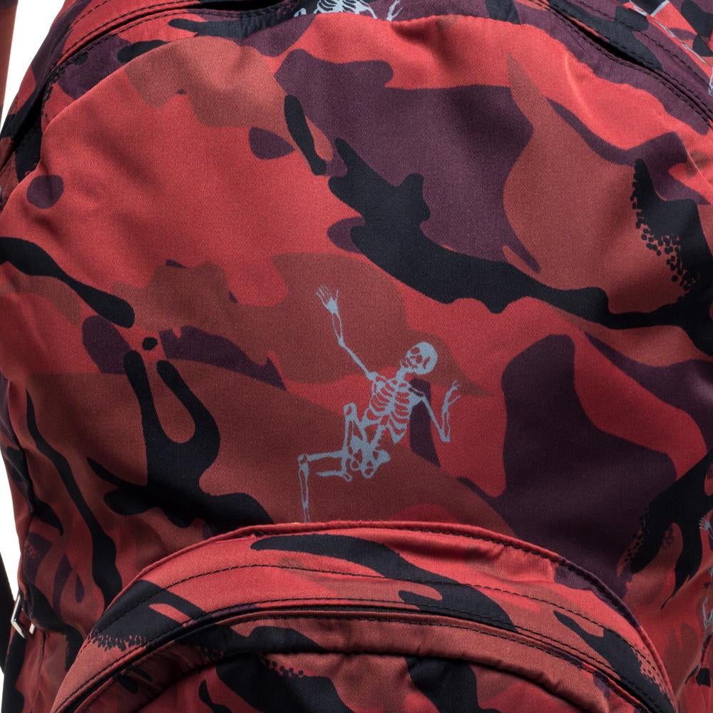 Alexander McQueen Red Camo Nylon Dancing Skeleton Backpack 4