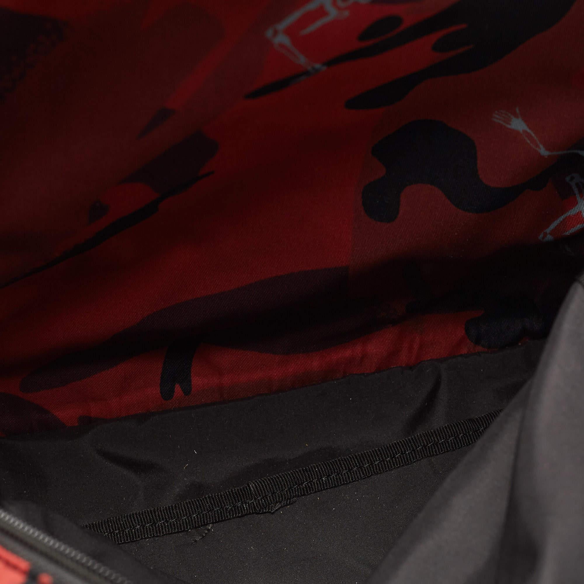 Women's Alexander McQueen Red Camo Nylon Dancing Skeleton Backpack