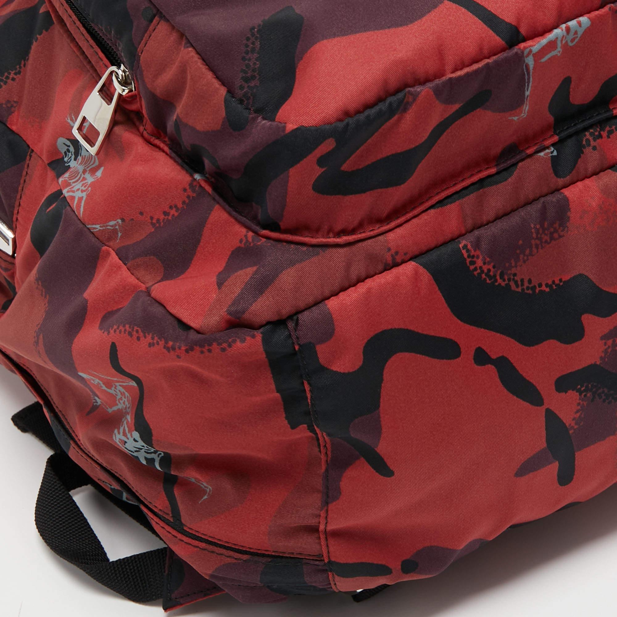 Alexander McQueen Red Camo Nylon Dancing Skeleton Backpack 4