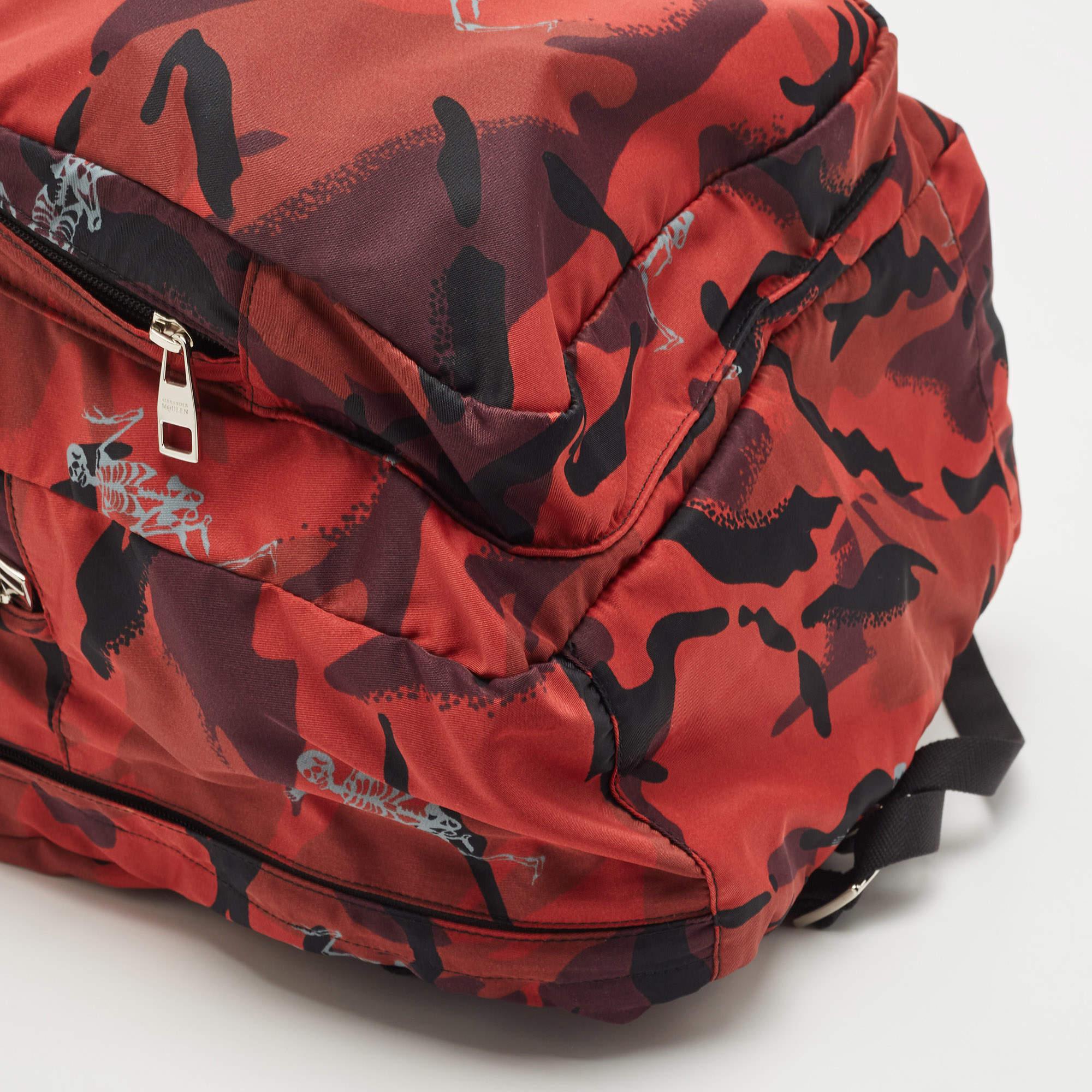 Alexander McQueen Red Camo Nylon Dancing Skeleton Backpack 3
