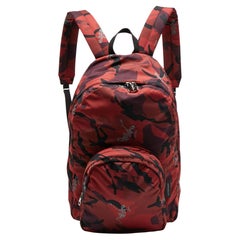 Alexander McQueen Red Camo Nylon Dancing Skeleton Backpack