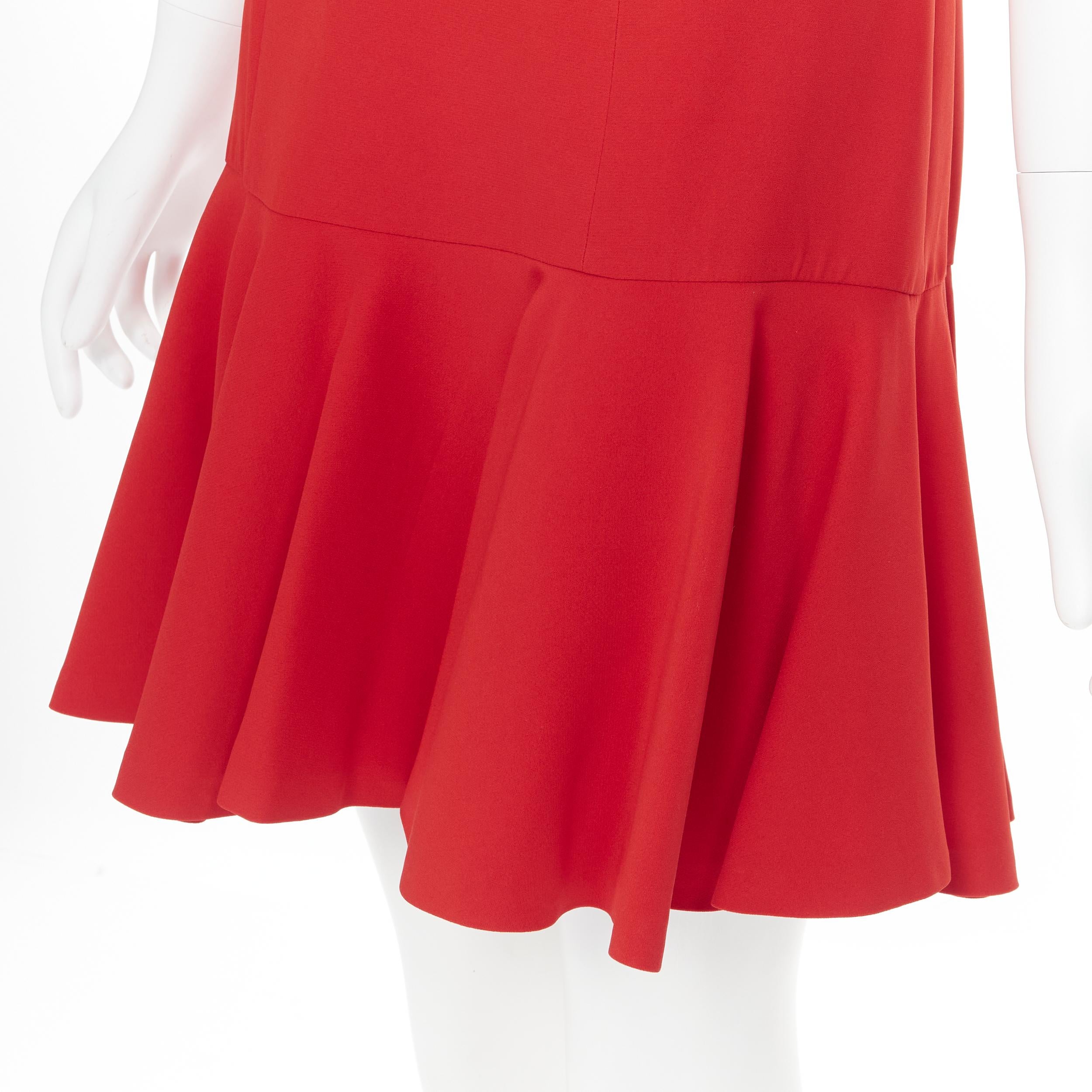 ALEXANDER MCQUEEN red cap sleeve cut out flute skirt cocktail dress IT44 M 1