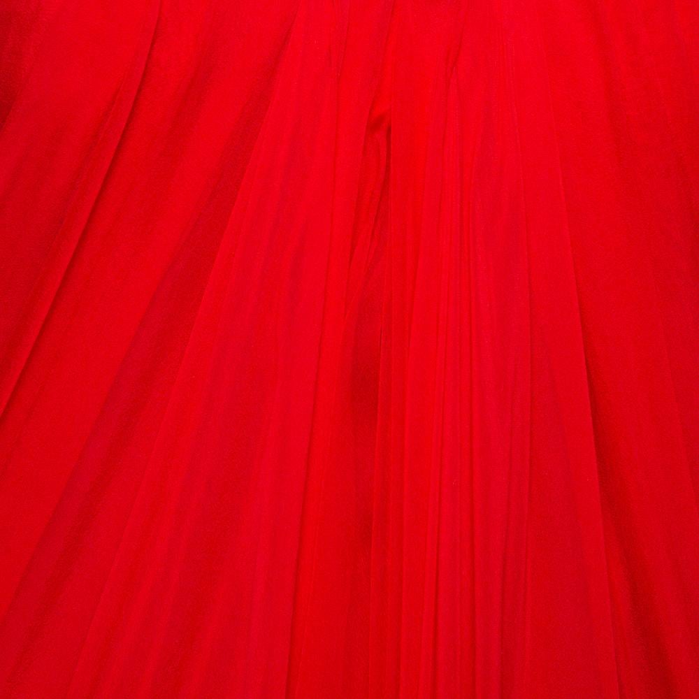 Alexander McQueen Red Chiffon Bustier Detail Strapless Evening Gown M 3