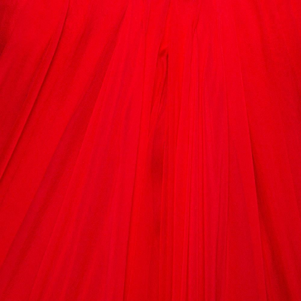 Alexander McQueen Rotes Chiffon Bustier Detail Trägerloses Abendkleid M 3