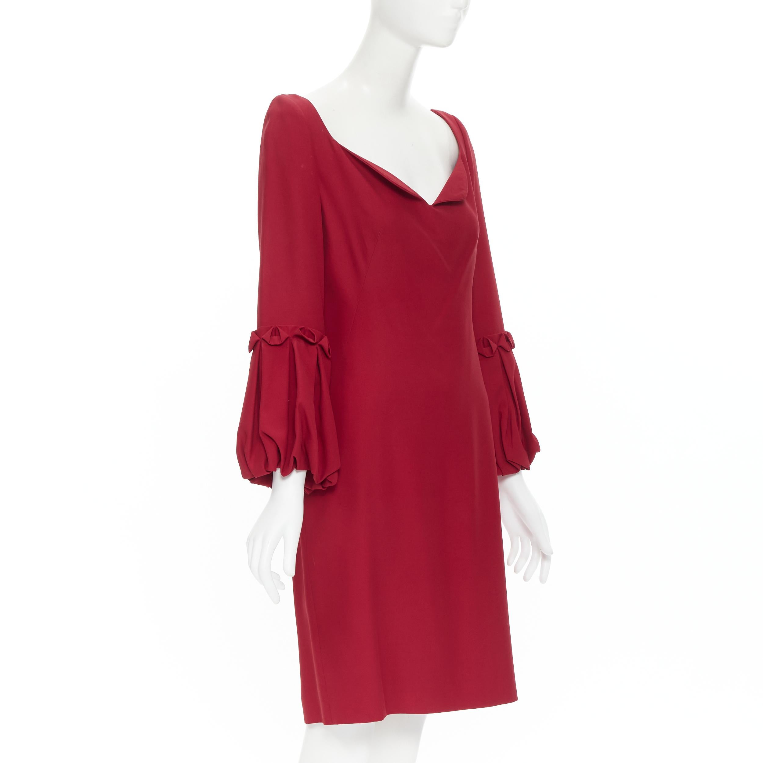 Red ALEXANDER MCQUEEN red crepe bubble flared cuff cocktail dress IT44