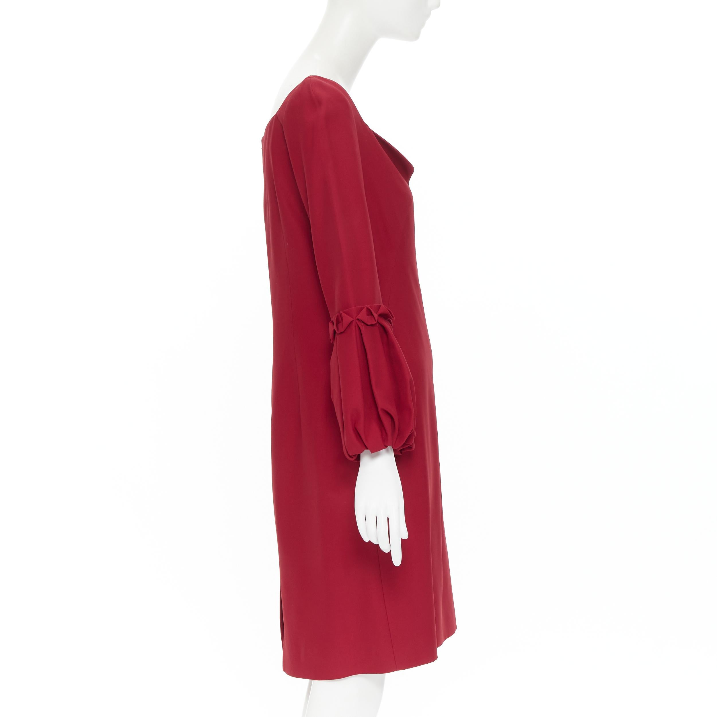 ALEXANDER MCQUEEN red crepe bubble flared cuff cocktail dress IT44 In Good Condition In Hong Kong, NT