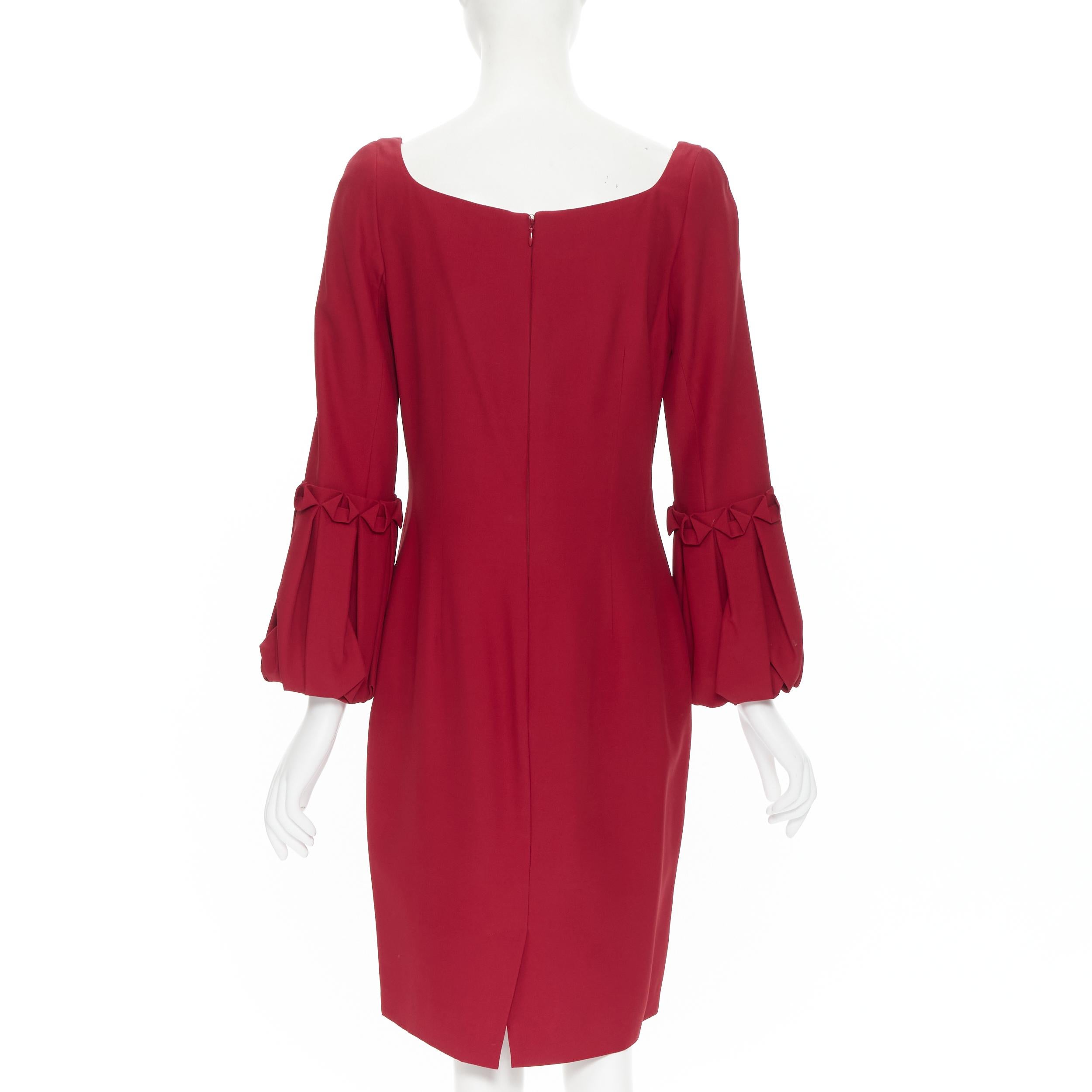 Women's ALEXANDER MCQUEEN red crepe bubble flared cuff cocktail dress IT44