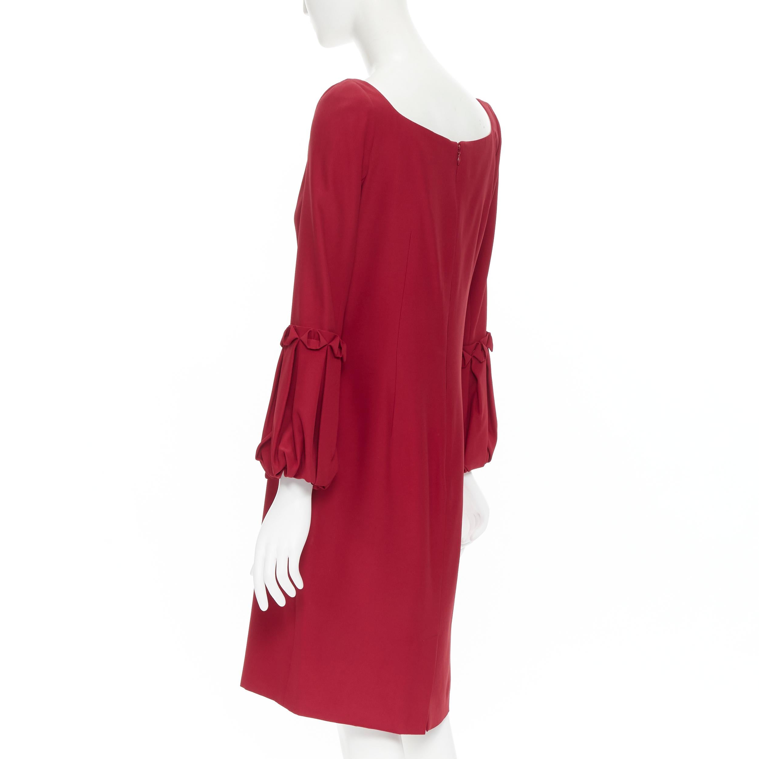 ALEXANDER MCQUEEN red crepe bubble flared cuff cocktail dress IT44 1