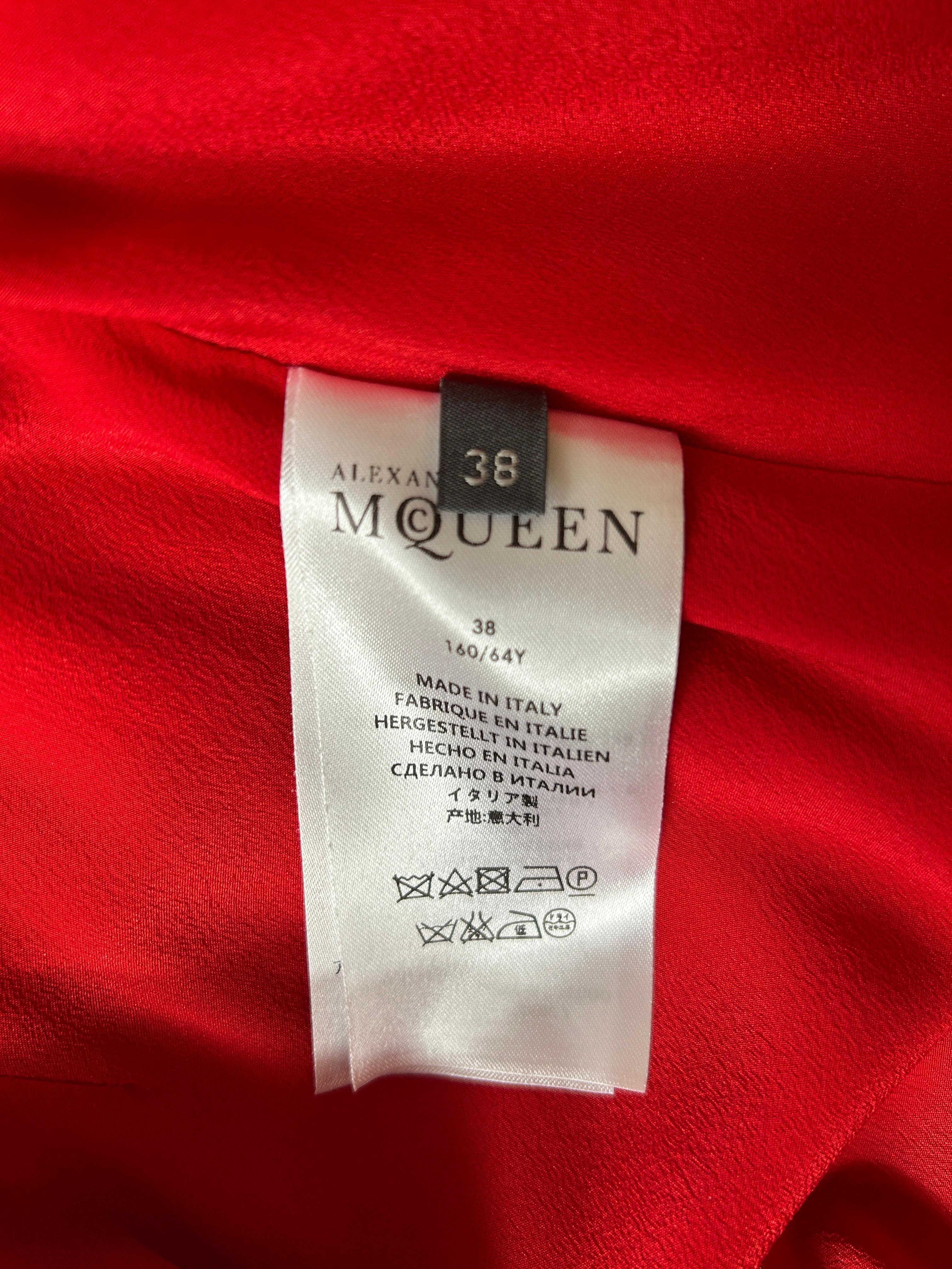 Women's Alexander McQueen Red Crepe Flared Bottom Long Ball Maxi Skirt  
