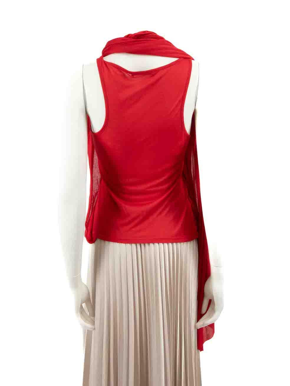 Alexander McQueen Red Draped Scarf Tank Top Size S In Good Condition For Sale In London, GB