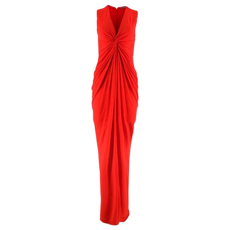 Alexander McQueen Red Draped Sleeveless Gown - Size US 0-2 at 1stDibs