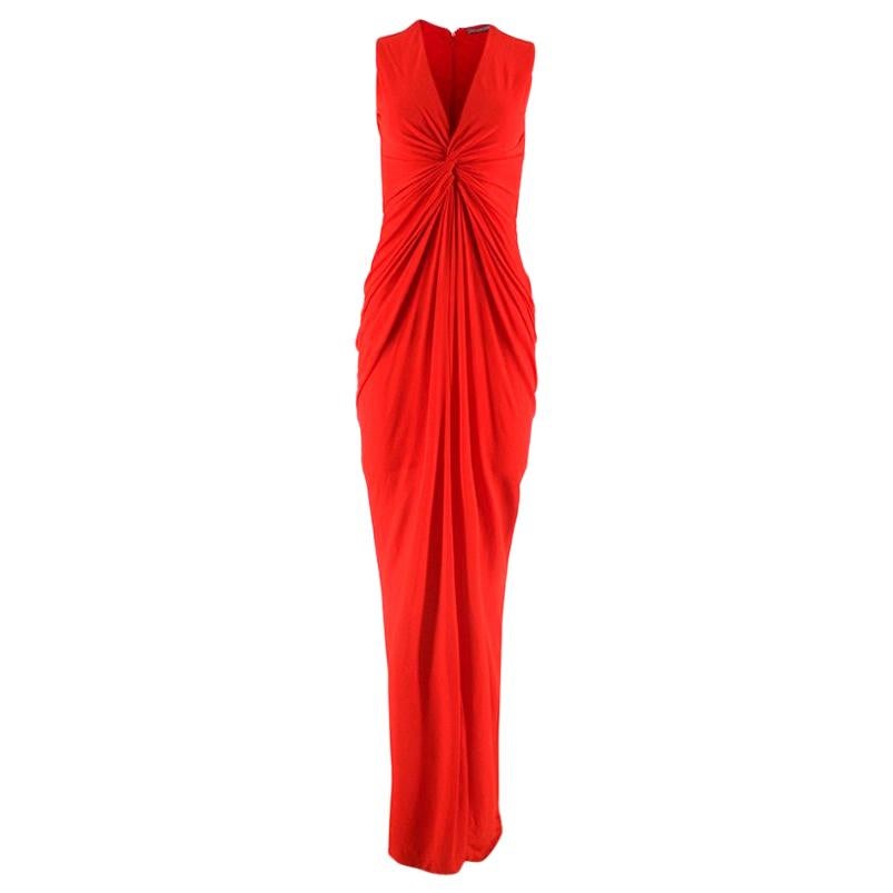 Alexander McQueen Red Draped Sleeveless Gown - Size US 0-2