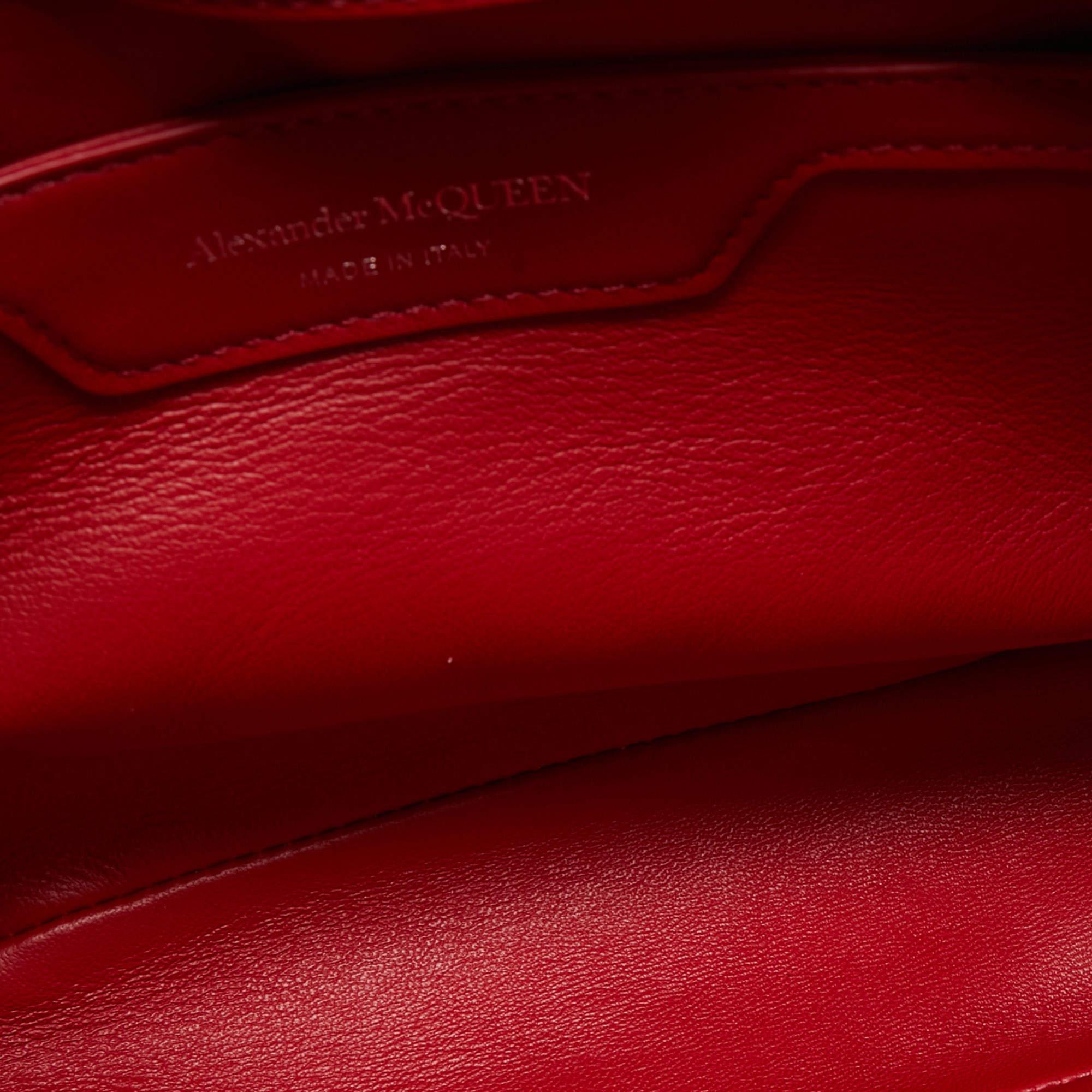 Alexander McQueen Red Embossed Leather The Seal Shoulder Bag 6