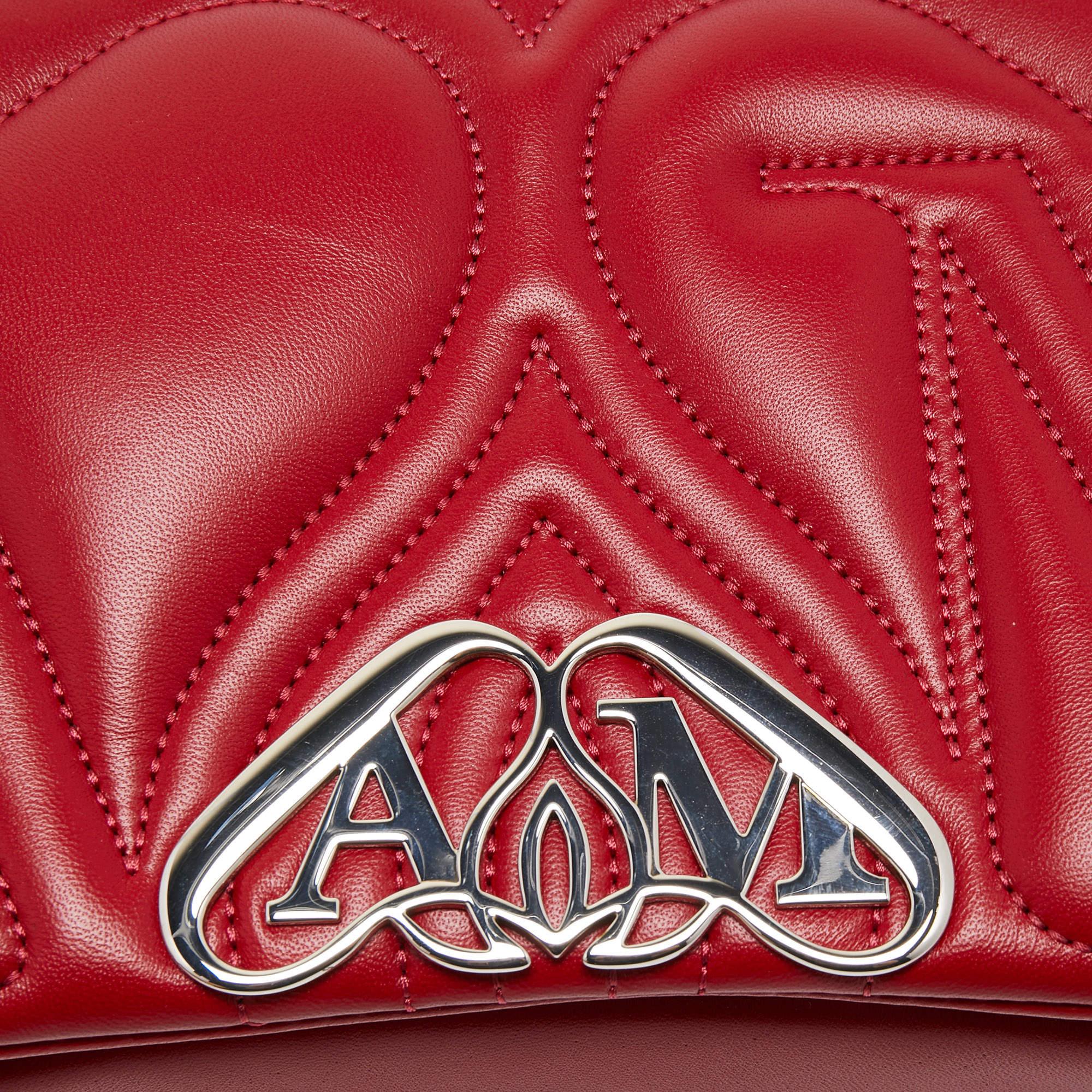 Women's Alexander McQueen Red Embossed Leather The Seal Shoulder Bag