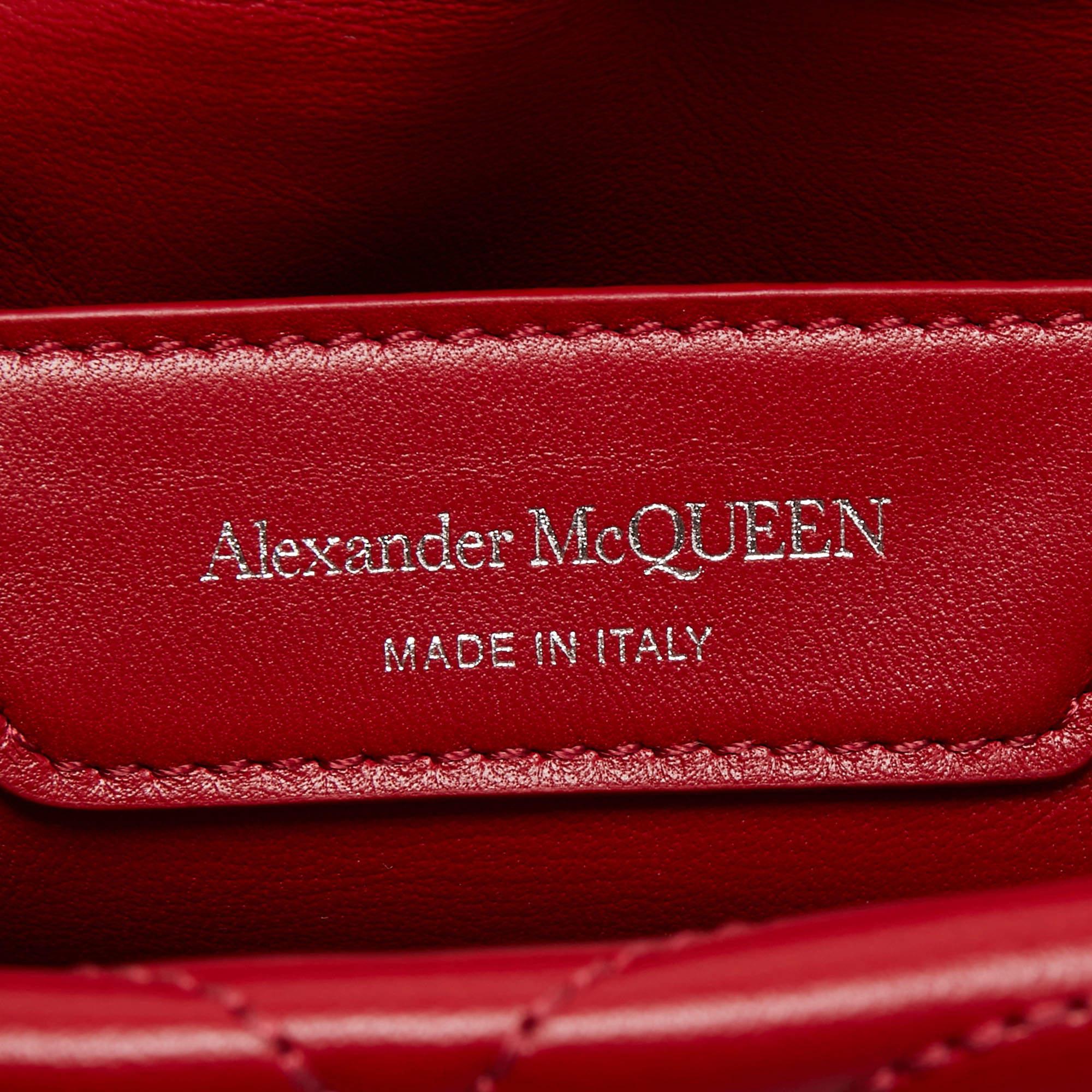Alexander McQueen Red Embossed Leather The Seal Shoulder Bag 1