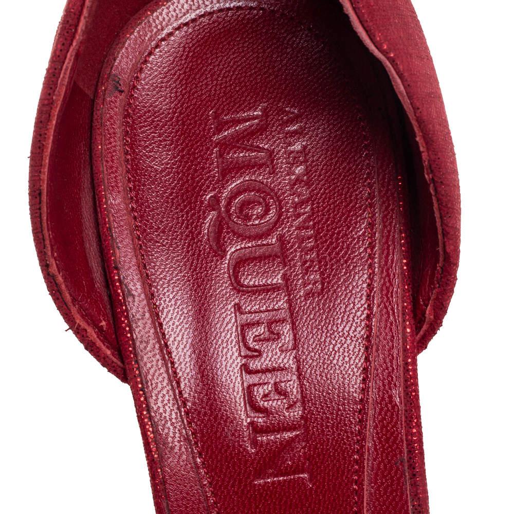 Alexander McQueen Red Fabric Floral Corsage Pumps Size 40 3