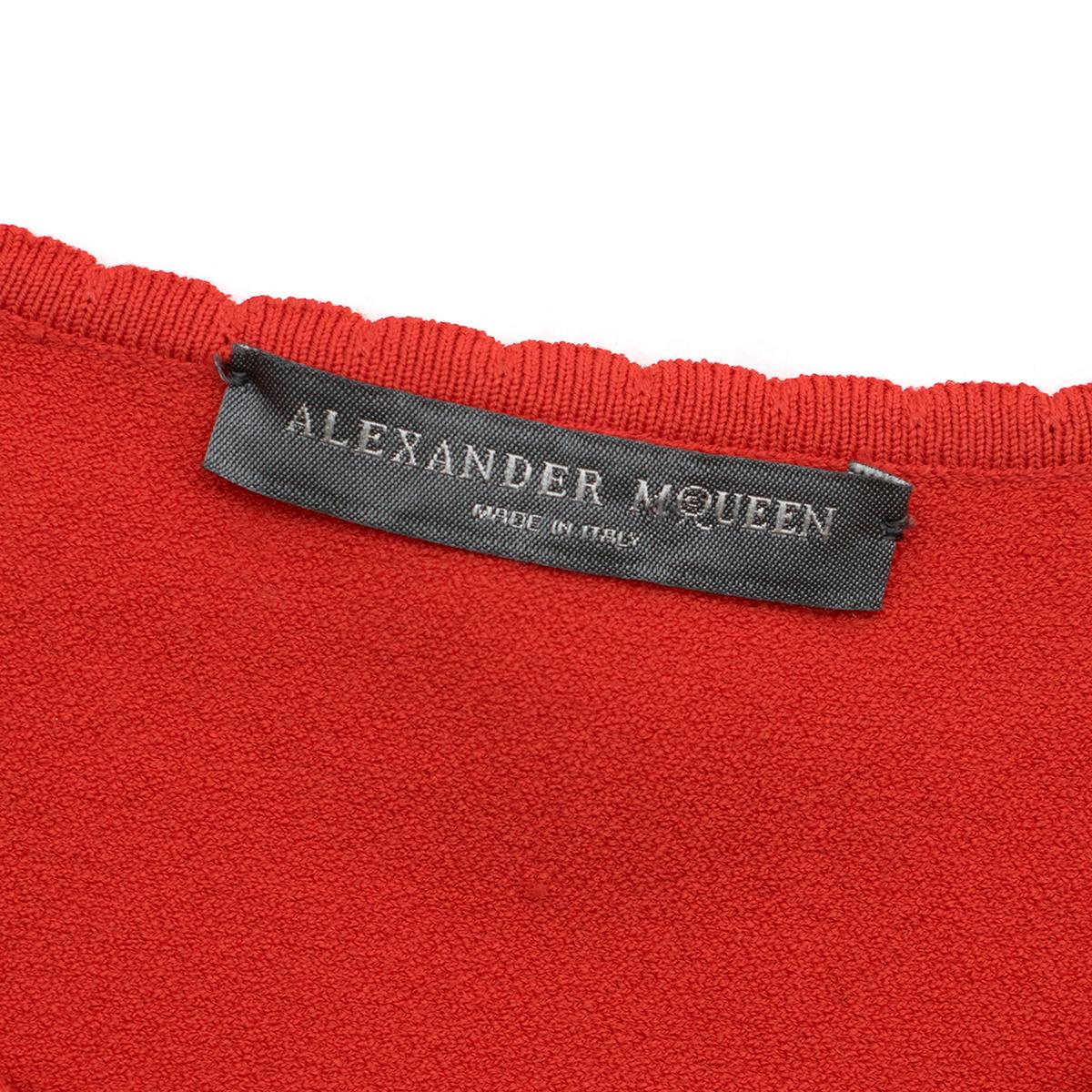 Alexander McQueen Red Jacquard Knit Fitted Dress US 8 1