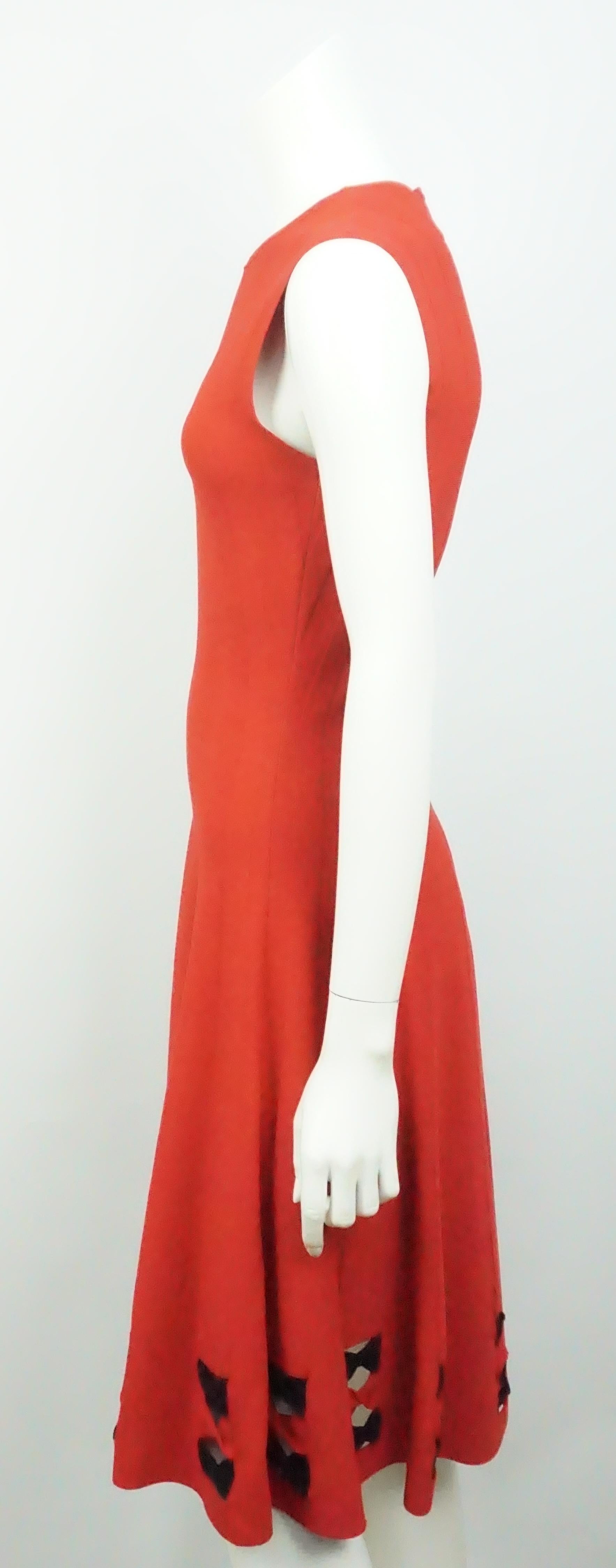 Alexander McQueen Red Knit Sleeveless Dress - Small In Good Condition In West Palm Beach, FL