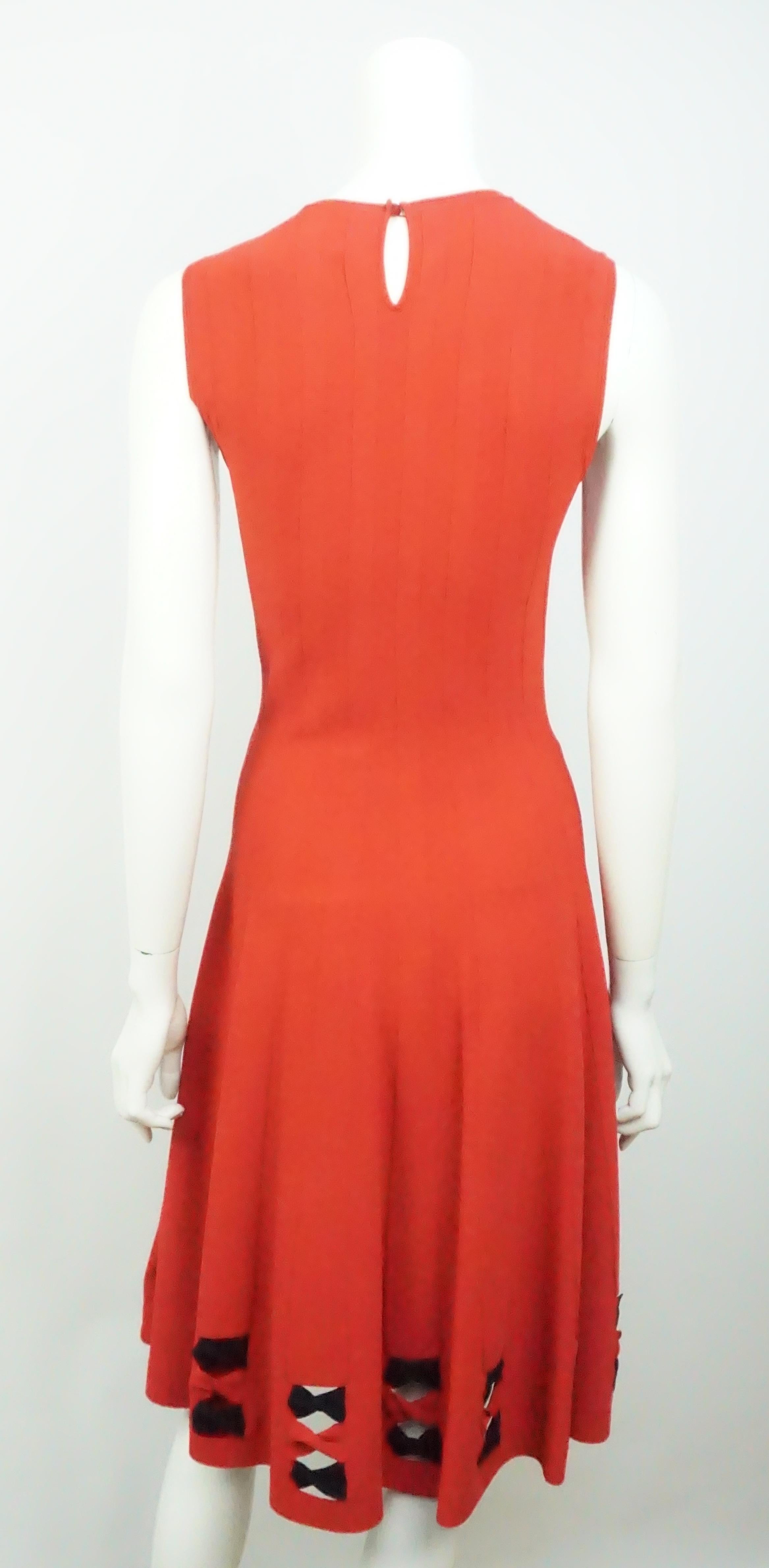 Women's Alexander McQueen Red Knit Sleeveless Dress - Small