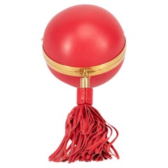 Alexander McQueen Red Leather Ball Clutch