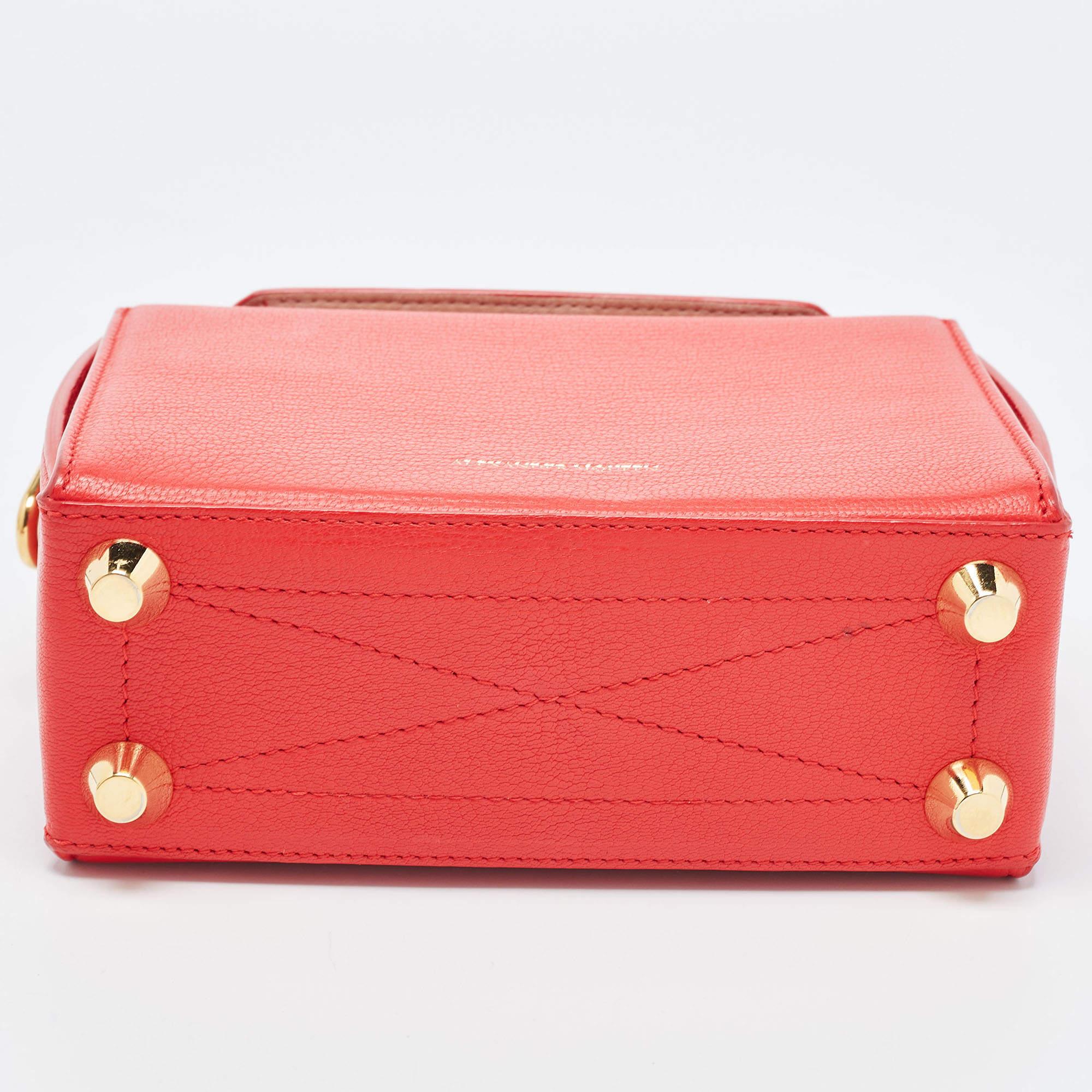 Alexander McQueen Red Leather Box Shoulder Bag 8