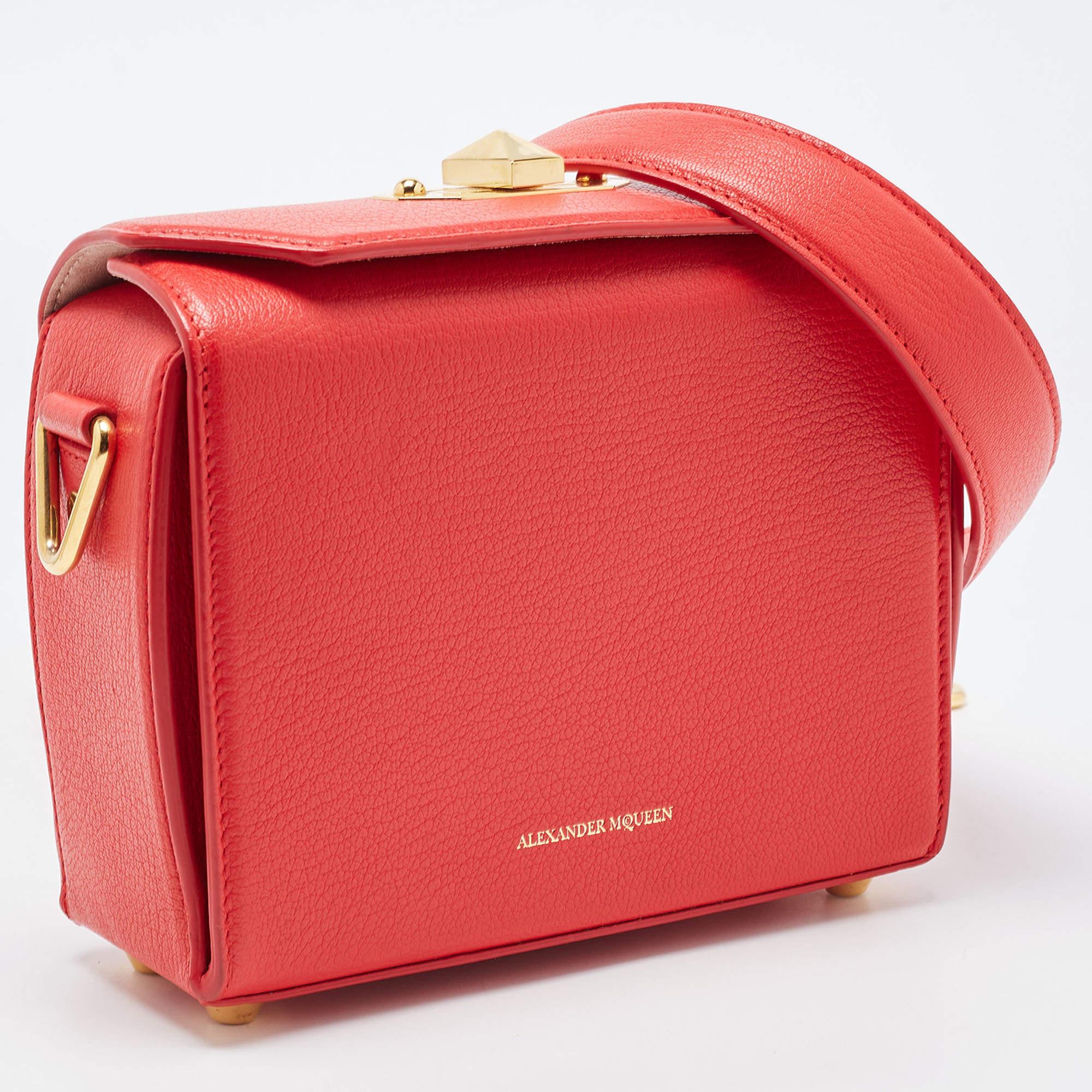Alexander McQueen Red Leather Box Shoulder Bag 9