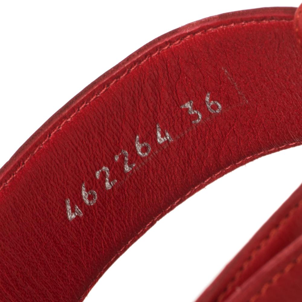 Alexander McQueen Red Leather Buckle Strappy Platform Sandals Size 36 2