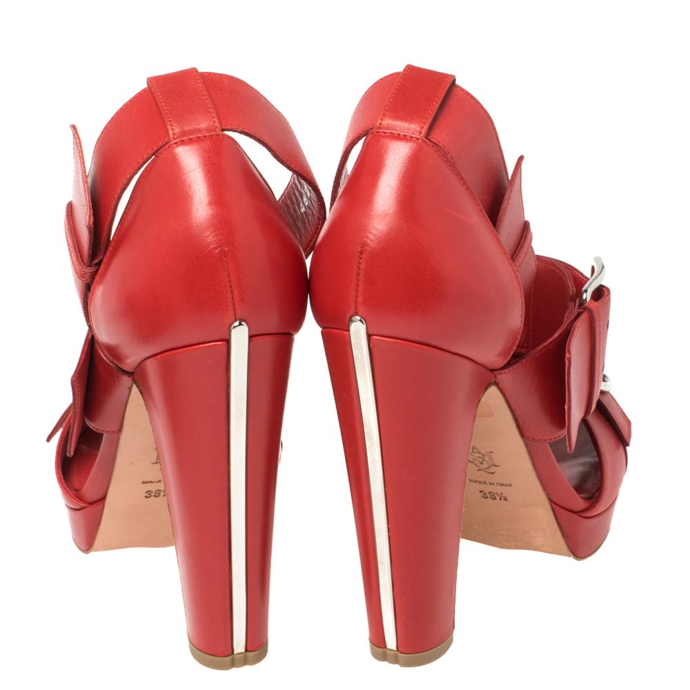 red leather platform sandals